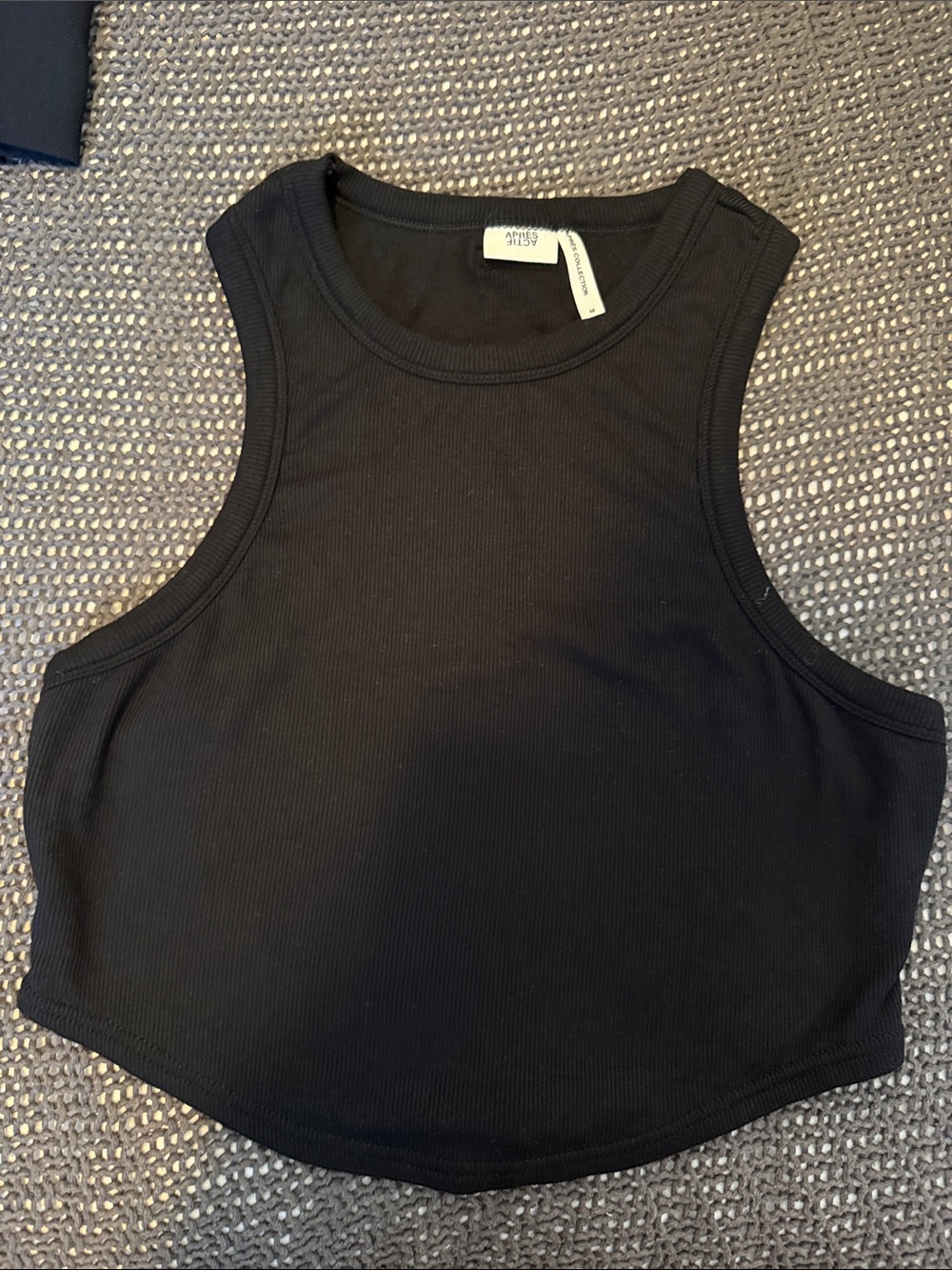 Black Ribbed Tank with High Neck